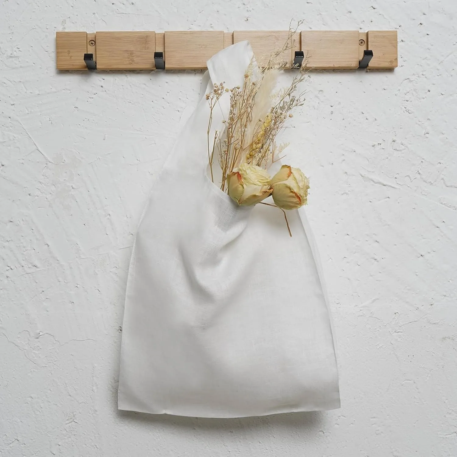 100% Pure Linen Reusable Grocery Bags Shoulder Shopping Bags with Handles, Foldable Grocery Tote Bags