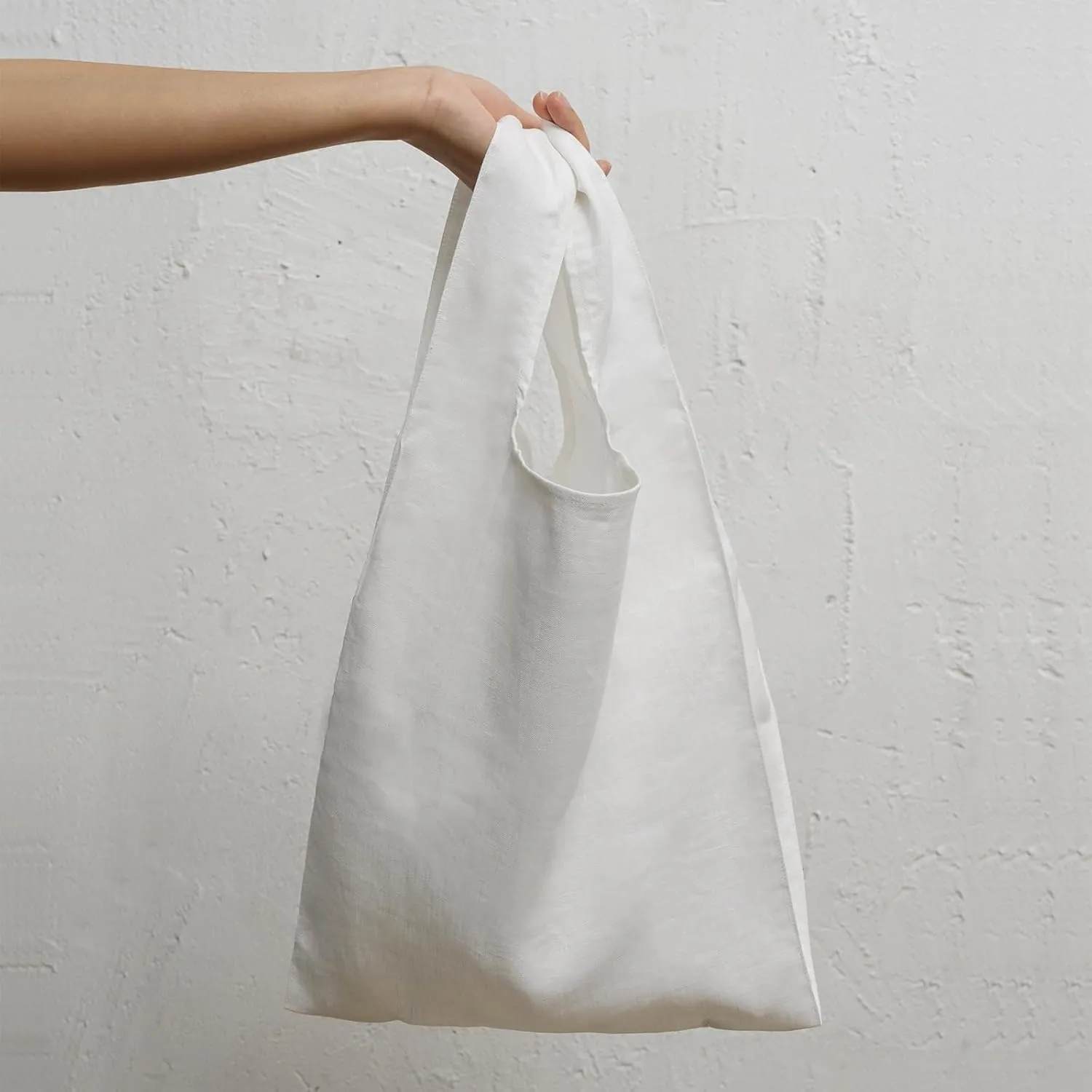 100% Pure Linen Reusable Grocery Bags Shoulder Shopping Bags with Handles, Foldable Grocery Tote Bags