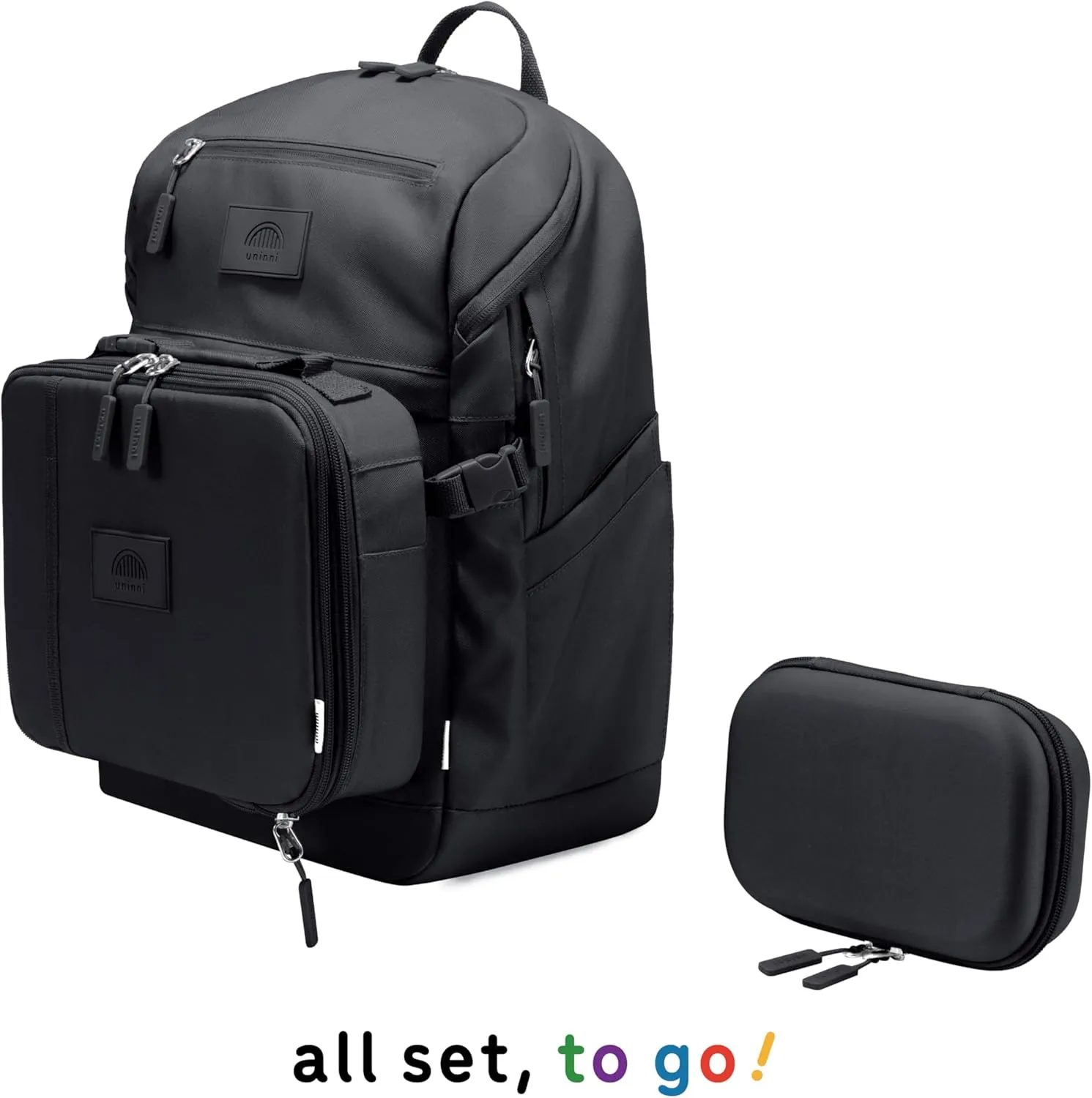 16 student backpacks, Age 8  & Adults with Padded, and Adjustable Shoulder Straps, Laptop compartment. (Black)
