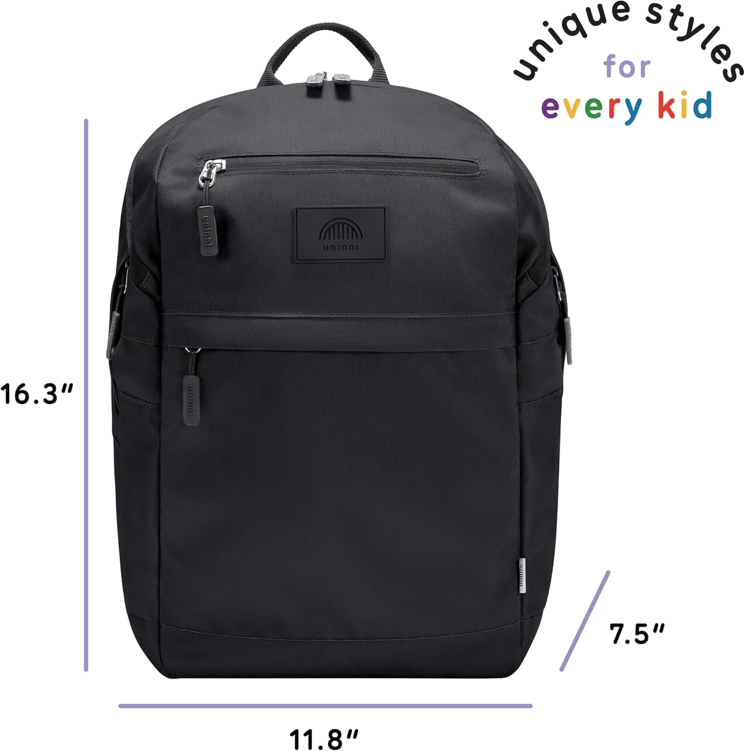16 student backpacks, Age 8  & Adults with Padded, and Adjustable Shoulder Straps, Laptop compartment. (Black)