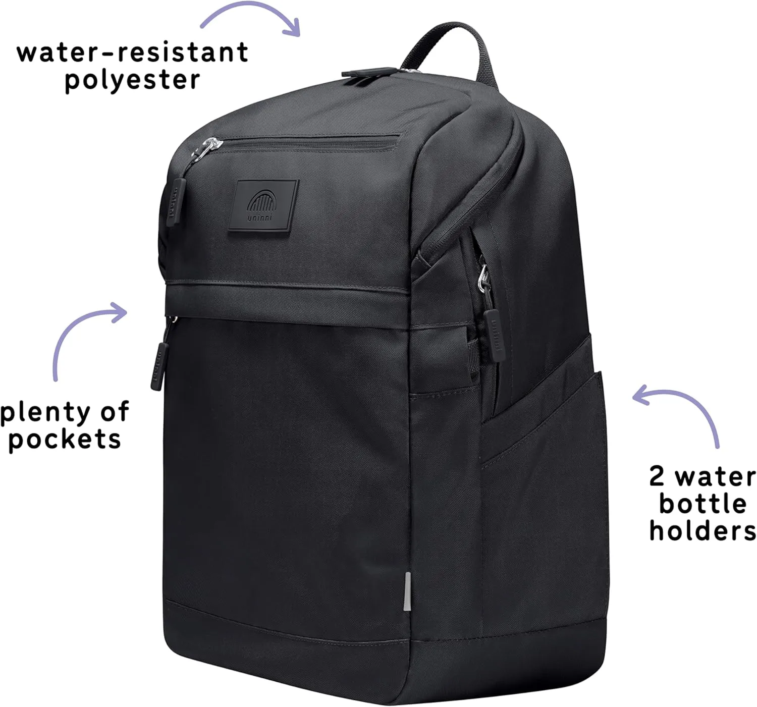 16 student backpacks, Age 8  & Adults with Padded, and Adjustable Shoulder Straps, Laptop compartment. (Black)