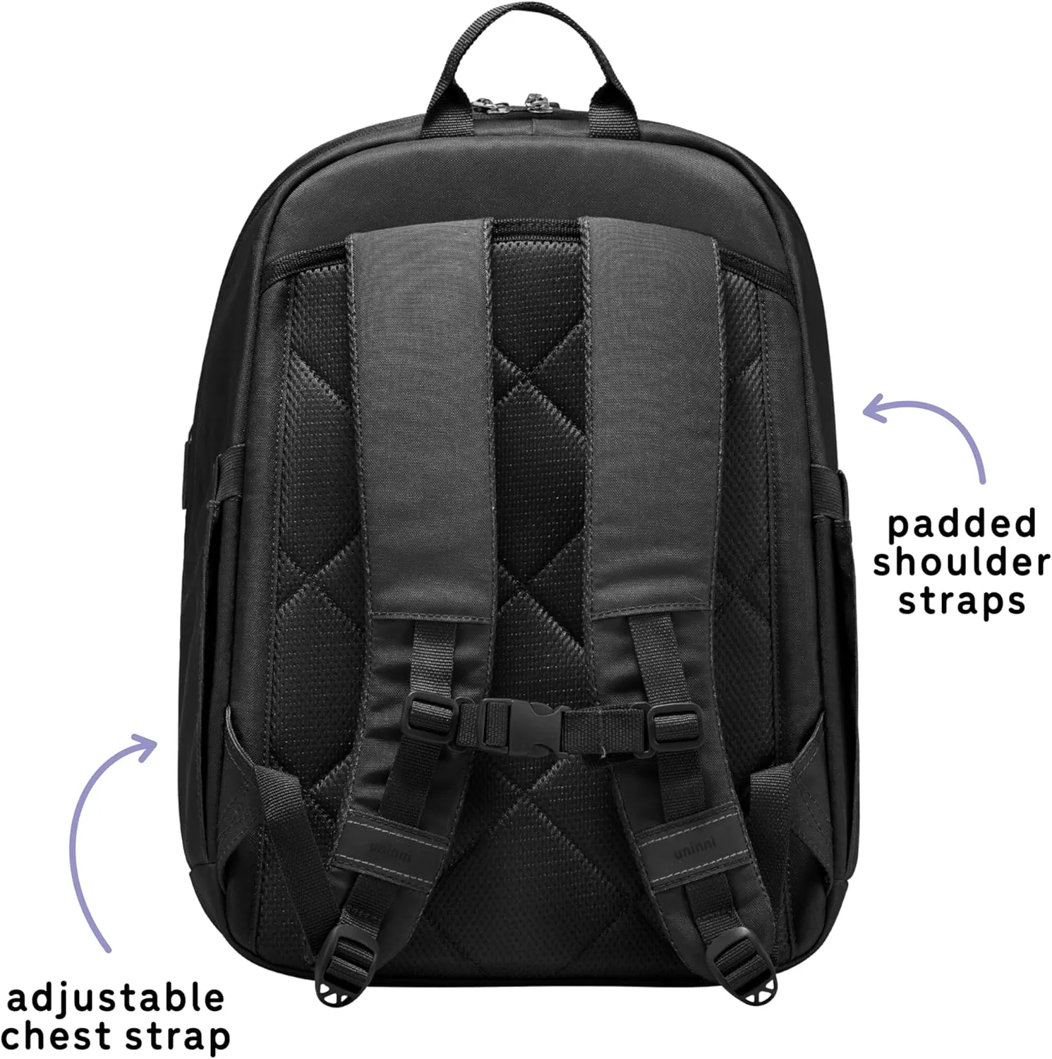 16 student backpacks, Age 8  & Adults with Padded, and Adjustable Shoulder Straps, Laptop compartment. (Black)