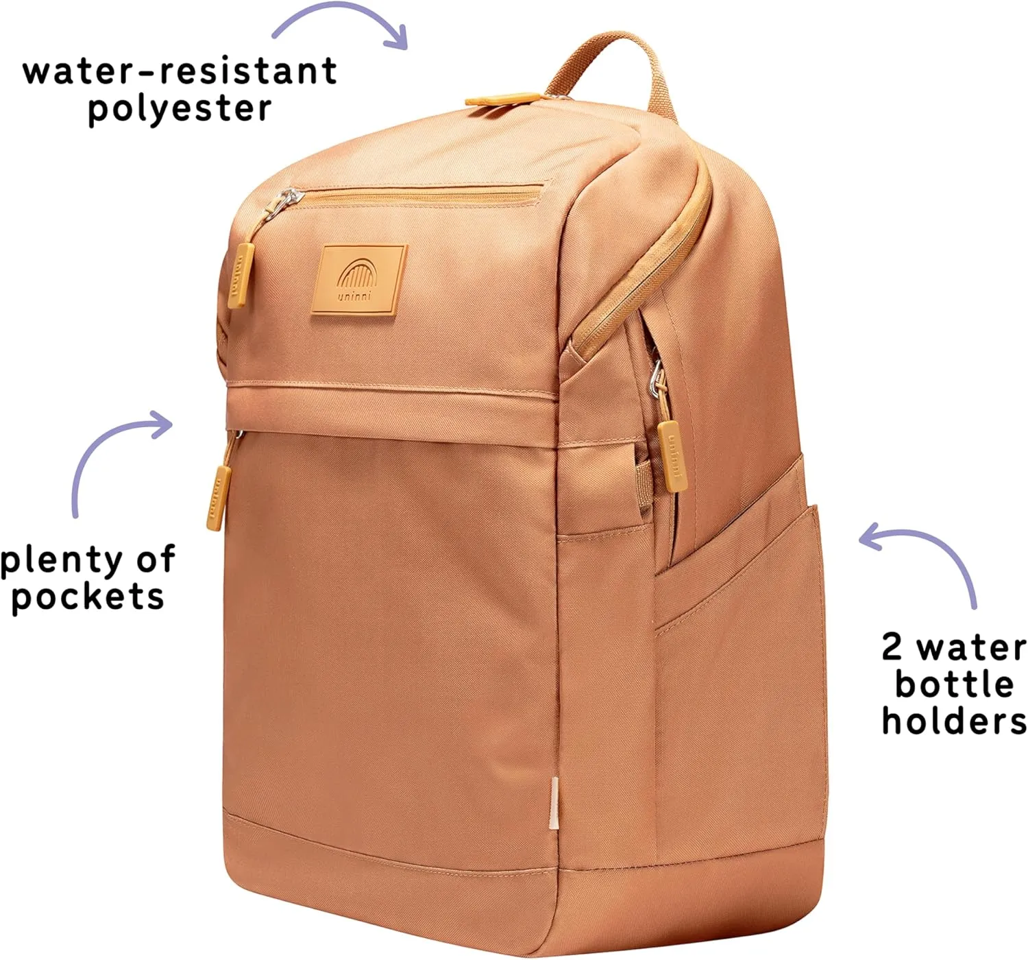16 student backpacks, Age 8  & Adults with Padded, and Adjustable Shoulder Straps, Laptop compartment. (Brown)