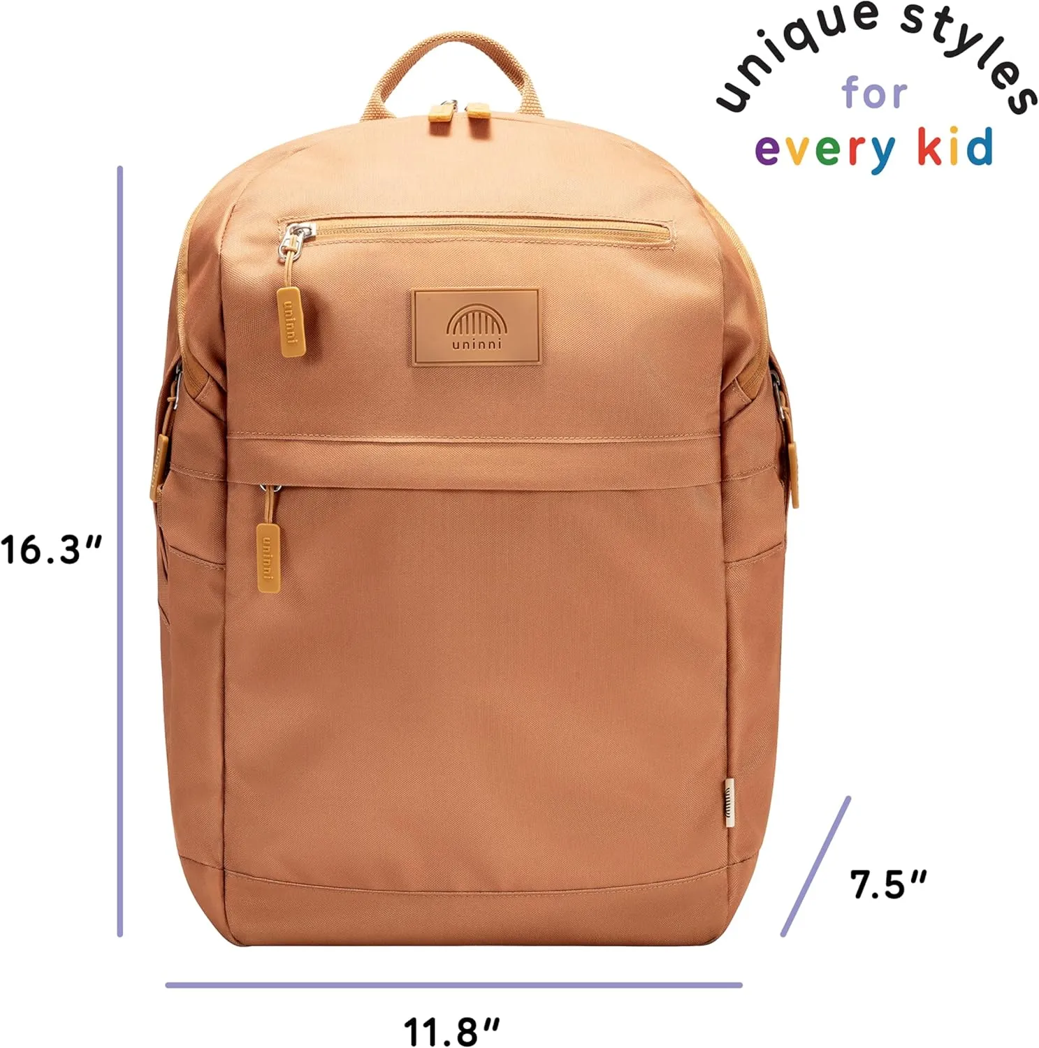 16 student backpacks, Age 8  & Adults with Padded, and Adjustable Shoulder Straps, Laptop compartment. (Brown)