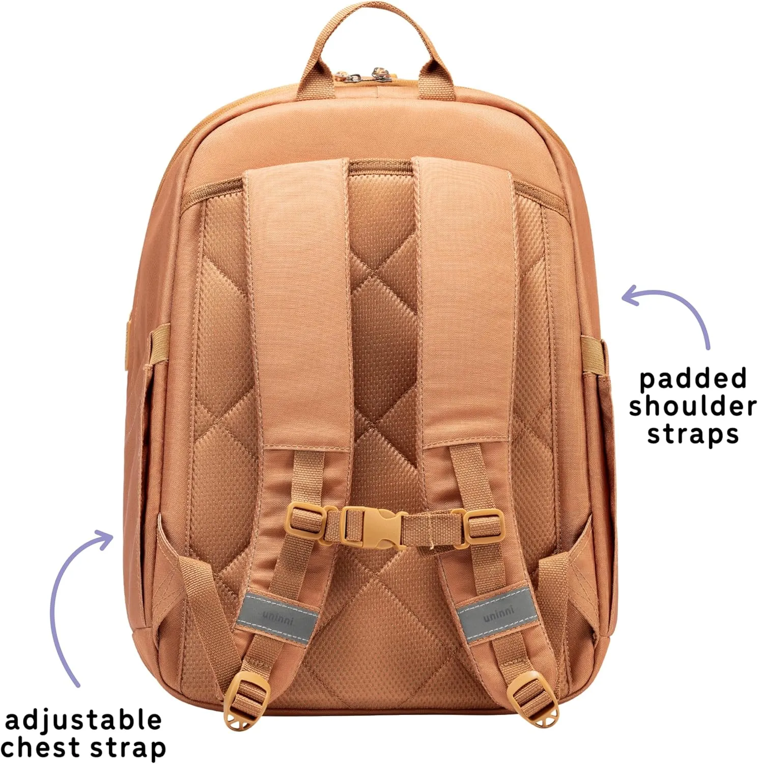 16 student backpacks, Age 8  & Adults with Padded, and Adjustable Shoulder Straps, Laptop compartment. (Brown)