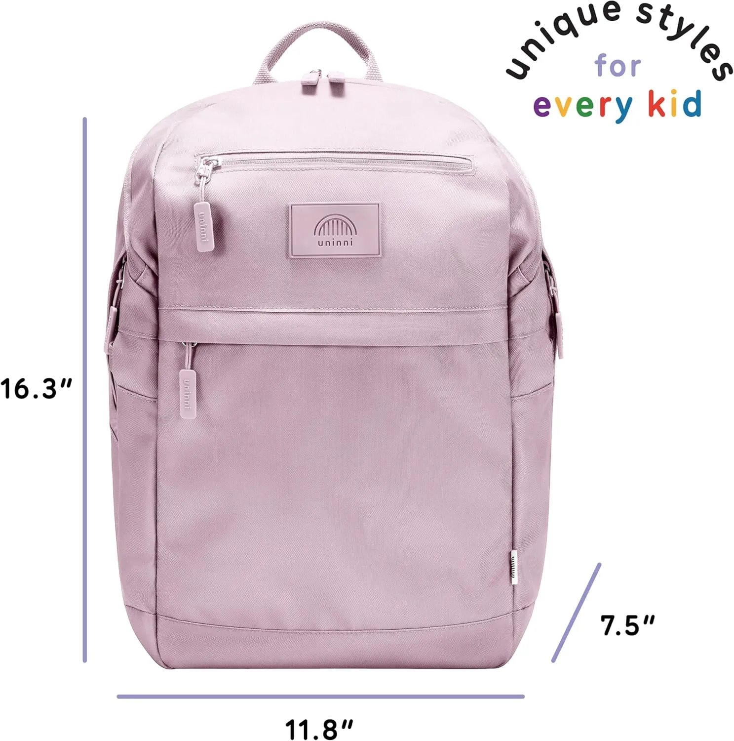 16 student backpacks, Age 8  & Adults with Padded, and Adjustable Shoulder Straps, Laptop compartment. (Dusty Pink)