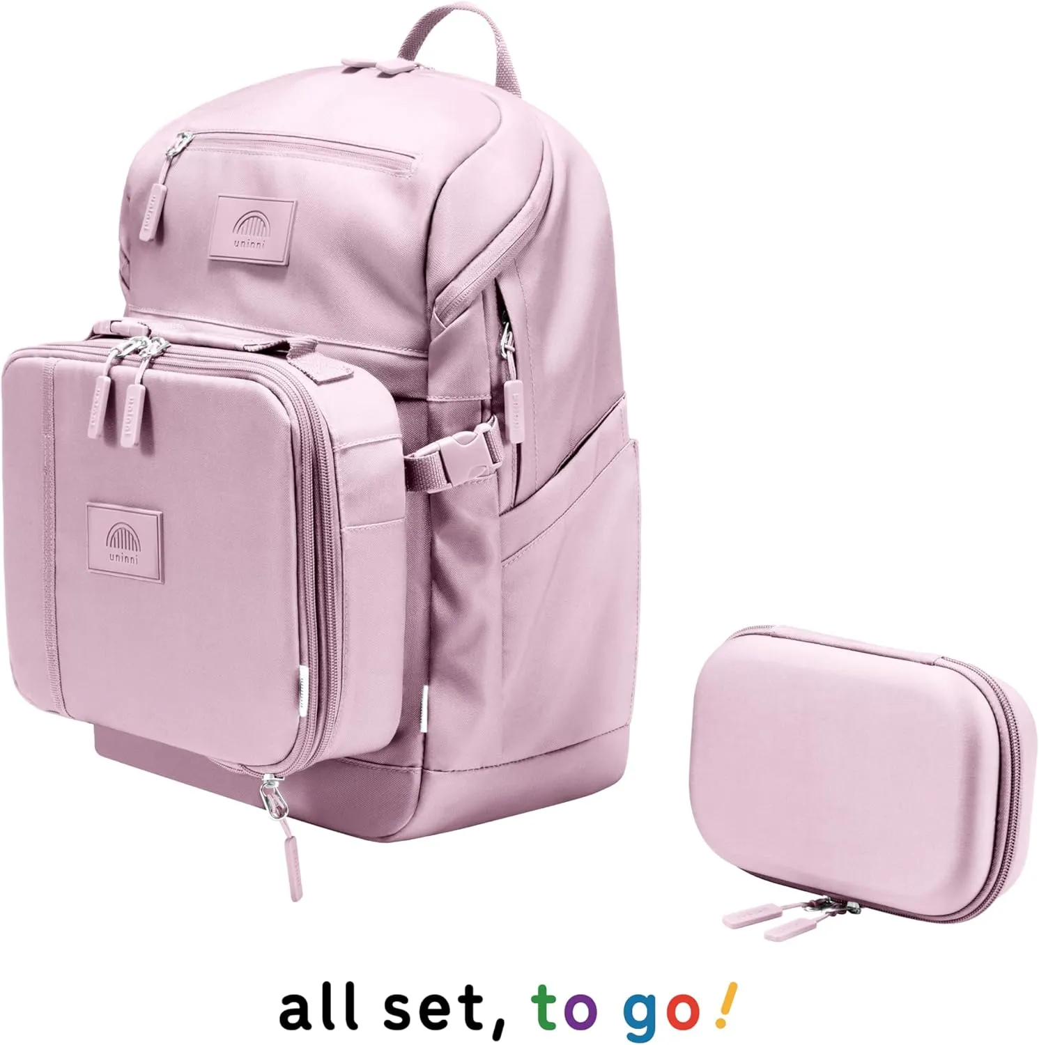 16 student backpacks, Age 8  & Adults with Padded, and Adjustable Shoulder Straps, Laptop compartment. (Dusty Pink)