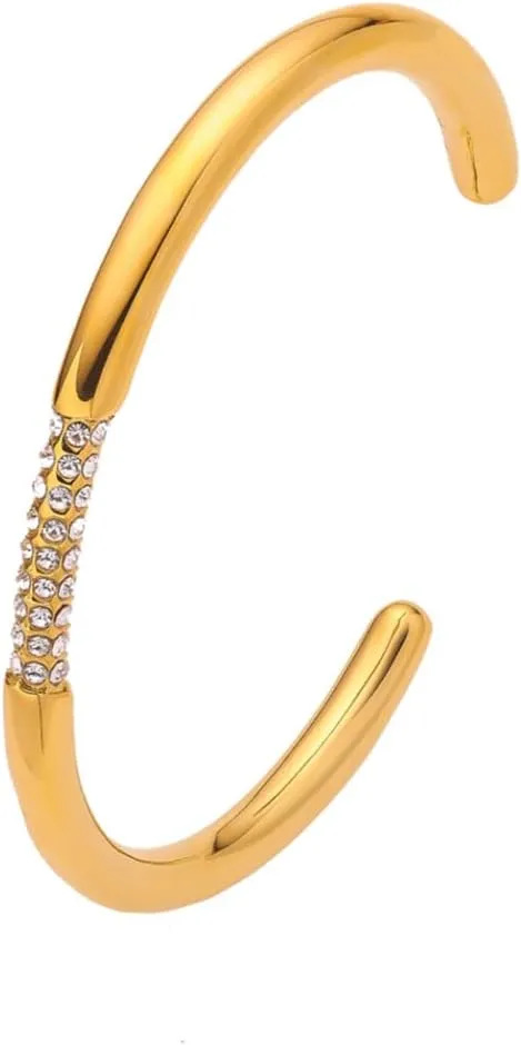 18K Gold Plated Minimalism Cuff Bangle Bracelets for Women - Adjustable Open Gold Arm Cuff, Luxurious Gold Jewelry for Women, Elegant Gold Bangles & Gold Cuff Bracelet