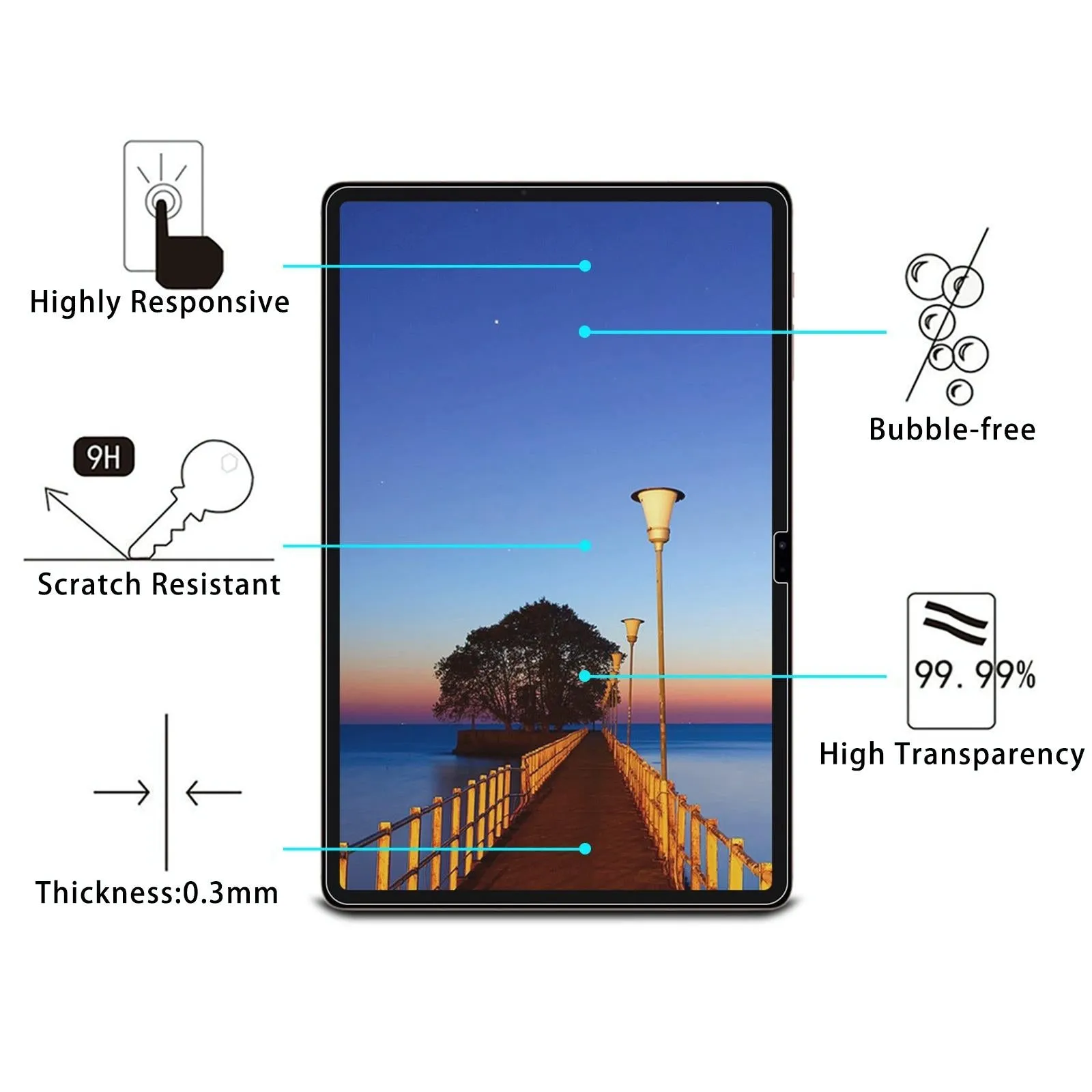 2-pack Tempered Glass Film for Samsung Galaxy Tab S8 Plus - 9h 2.5d Explosion-proof