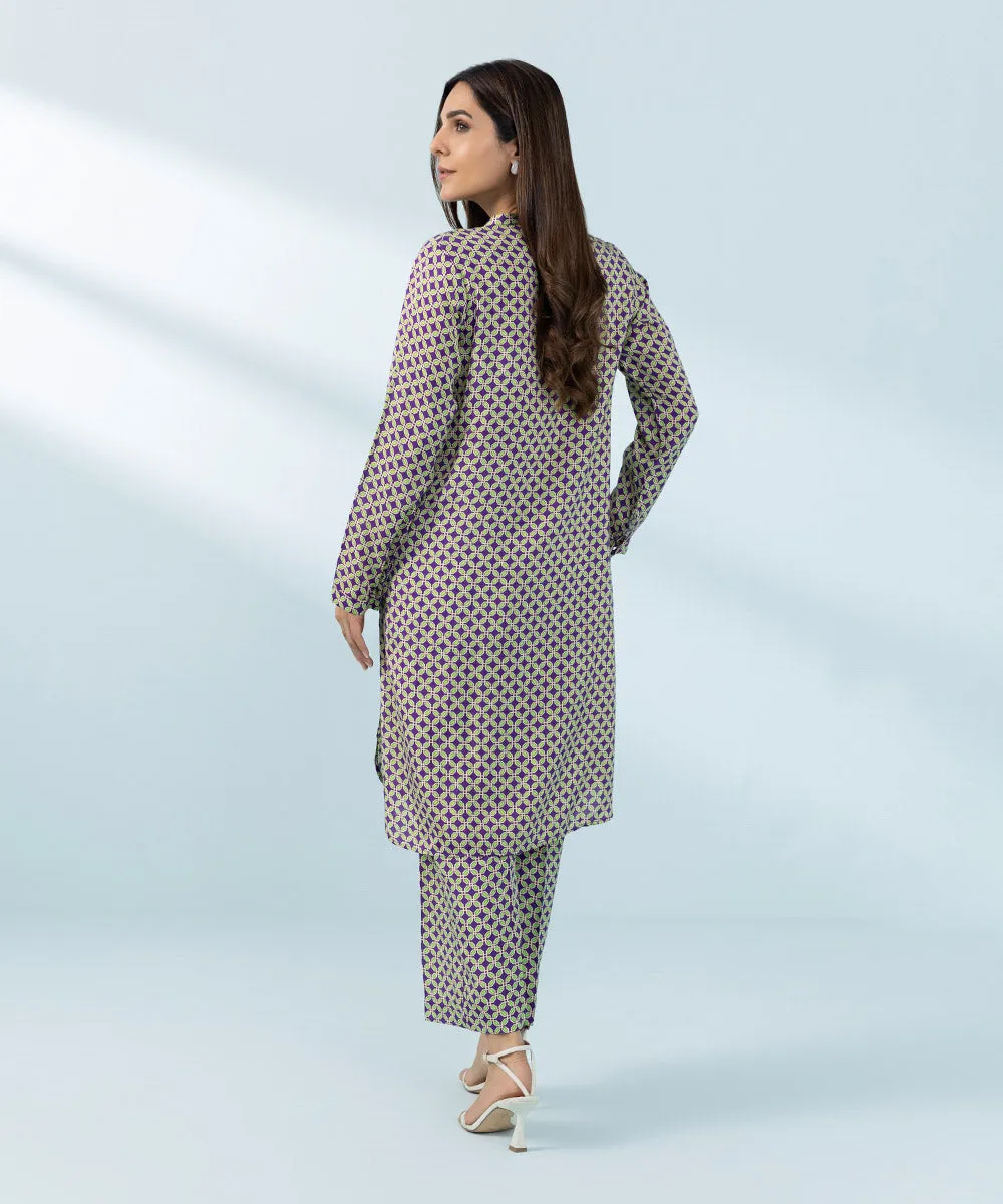2 Piece - Printed Raw Silk Suit