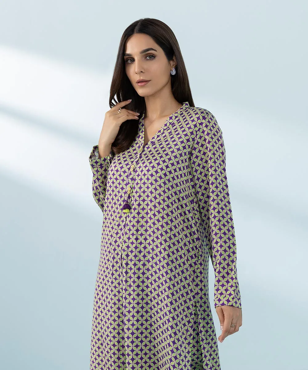 2 Piece - Printed Raw Silk Suit