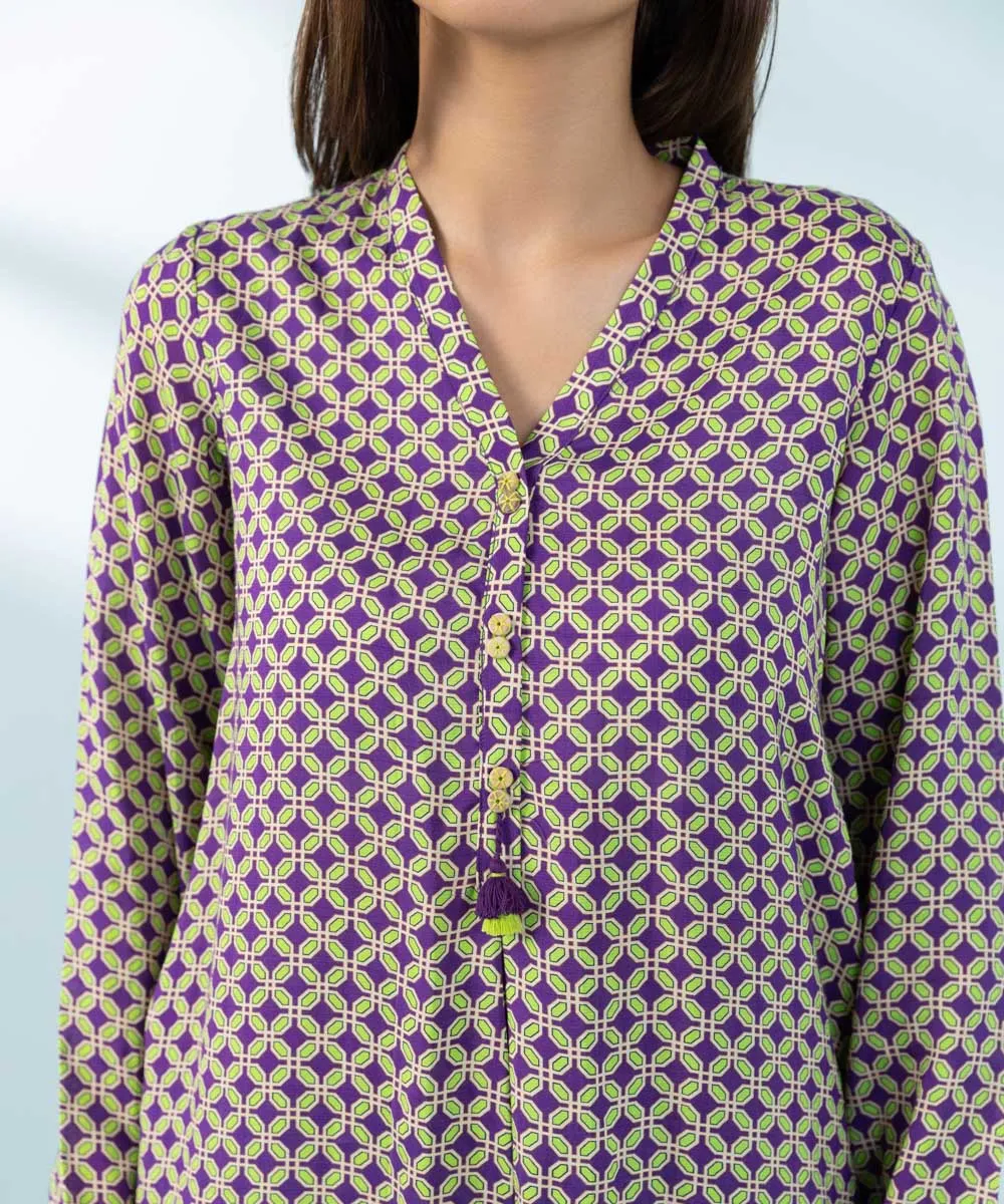 2 Piece - Printed Raw Silk Suit