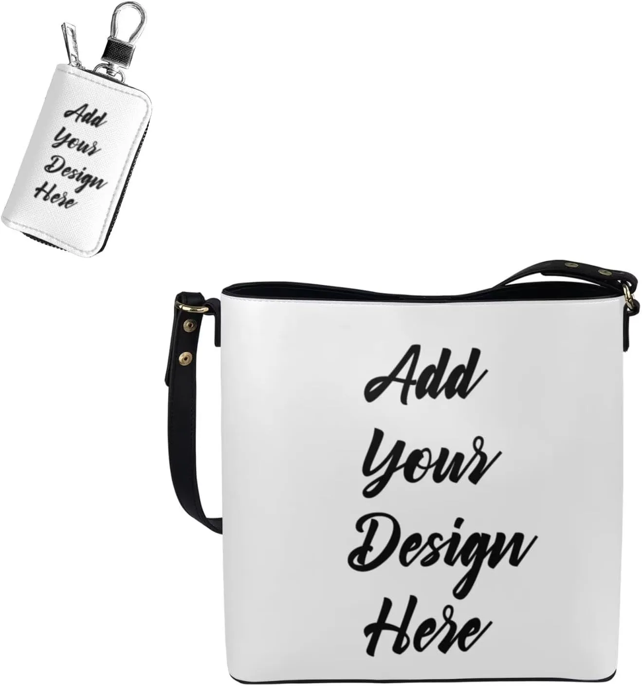 2Pcs Crossbody Bags Set Bucket Bags Tote Bag for Women Car Key Fob Protector Large Capacity with Zipper