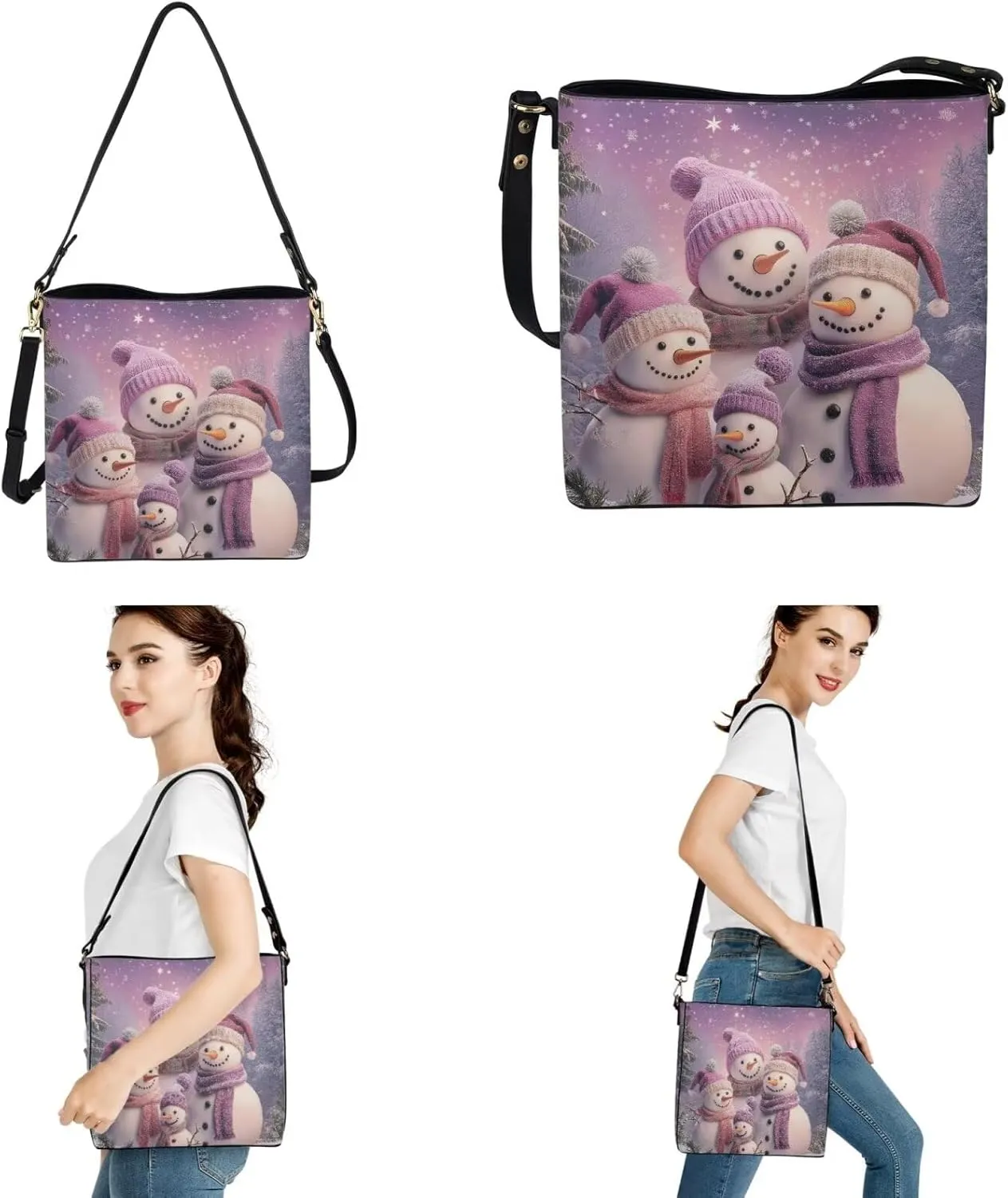 2Pcs Crossbody Bags Set Bucket Bags Tote Bag for Women Car Key Fob Protector Large Capacity with Zipper