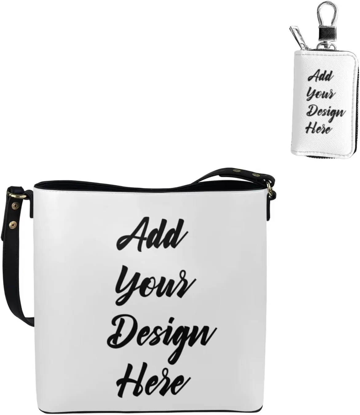 2Pcs Crossbody Bags Set Bucket Bags Tote Bag for Women Car Key Fob Protector Large Capacity with Zipper