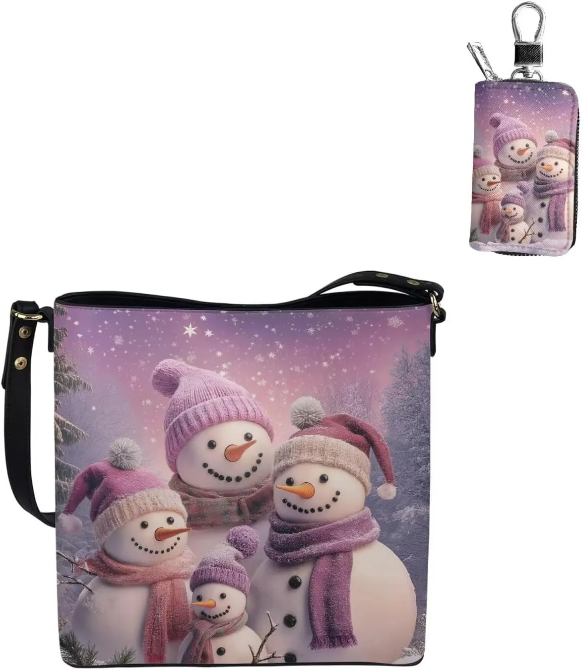 2Pcs Crossbody Bags Set Bucket Bags Tote Bag for Women Car Key Fob Protector Large Capacity with Zipper