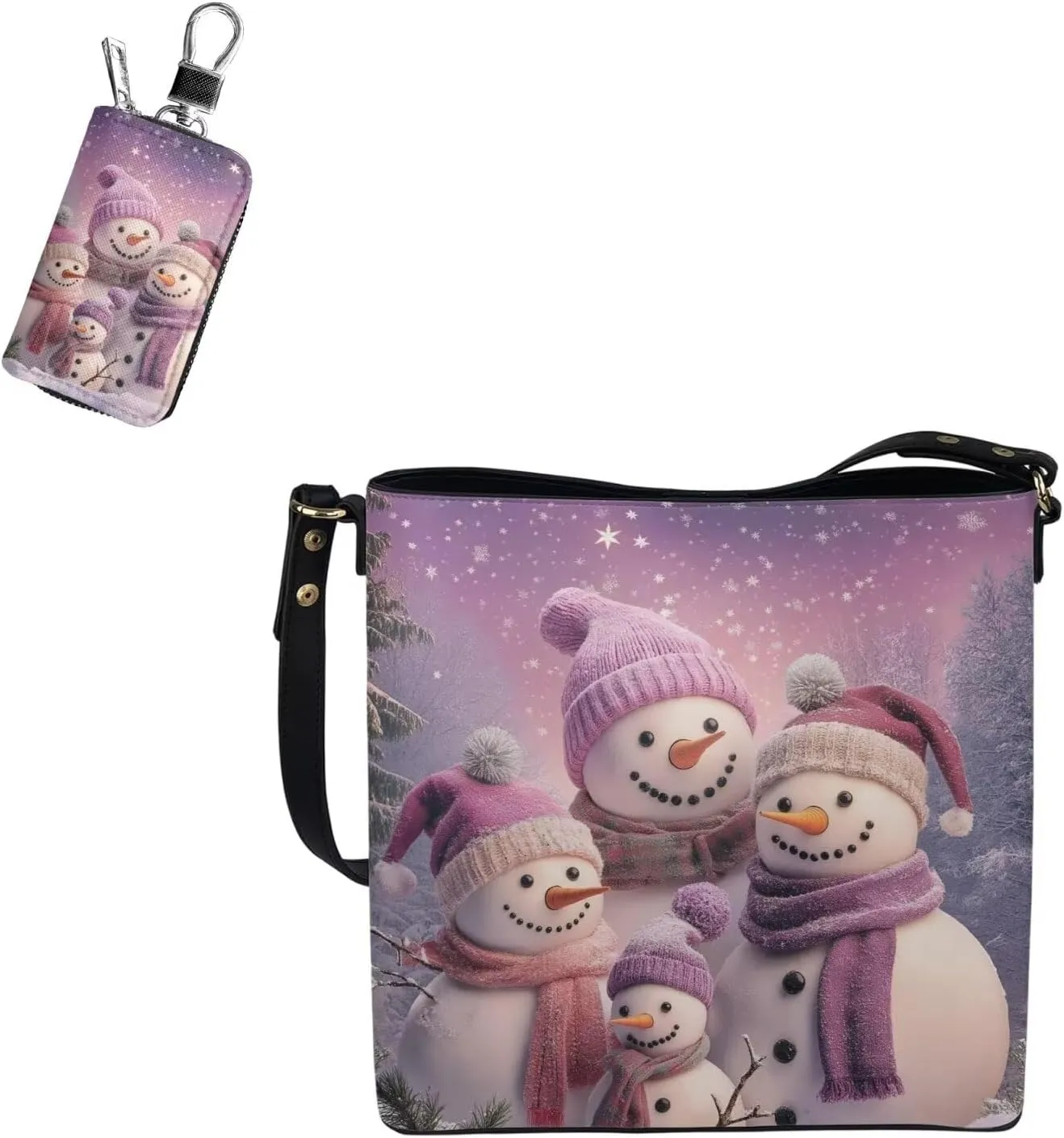 2Pcs Crossbody Bags Set Bucket Bags Tote Bag for Women Car Key Fob Protector Large Capacity with Zipper