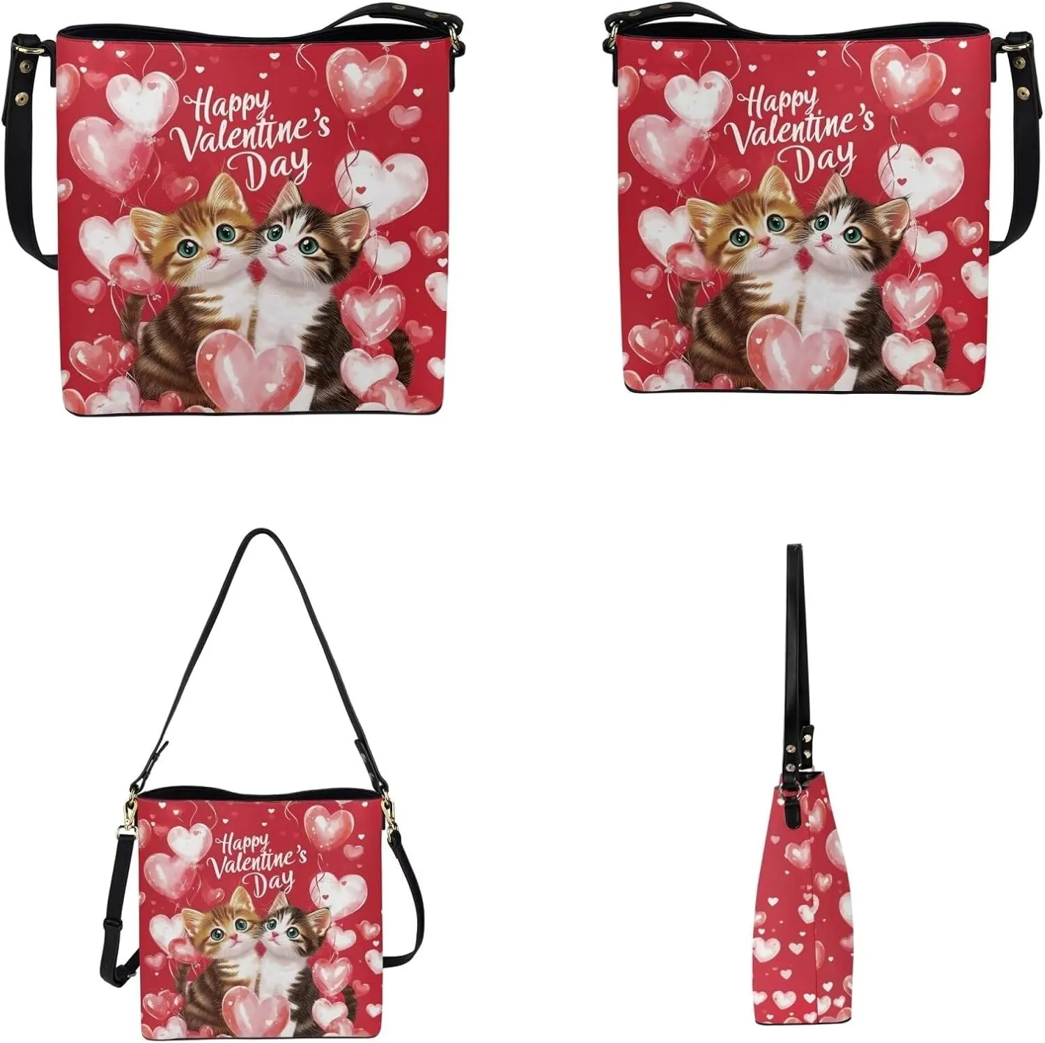 2Pcs Crossbody Bags Set Bucket Bags Tote Bag for Women Large Capacity with Zipper Wristlet Wallets for Women