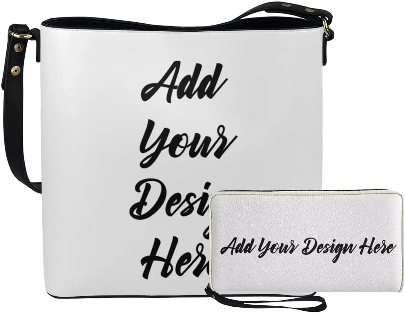 2Pcs Crossbody Bags Set Bucket Bags Tote Bag for Women Large Capacity with Zipper Wristlet Wallets for Women