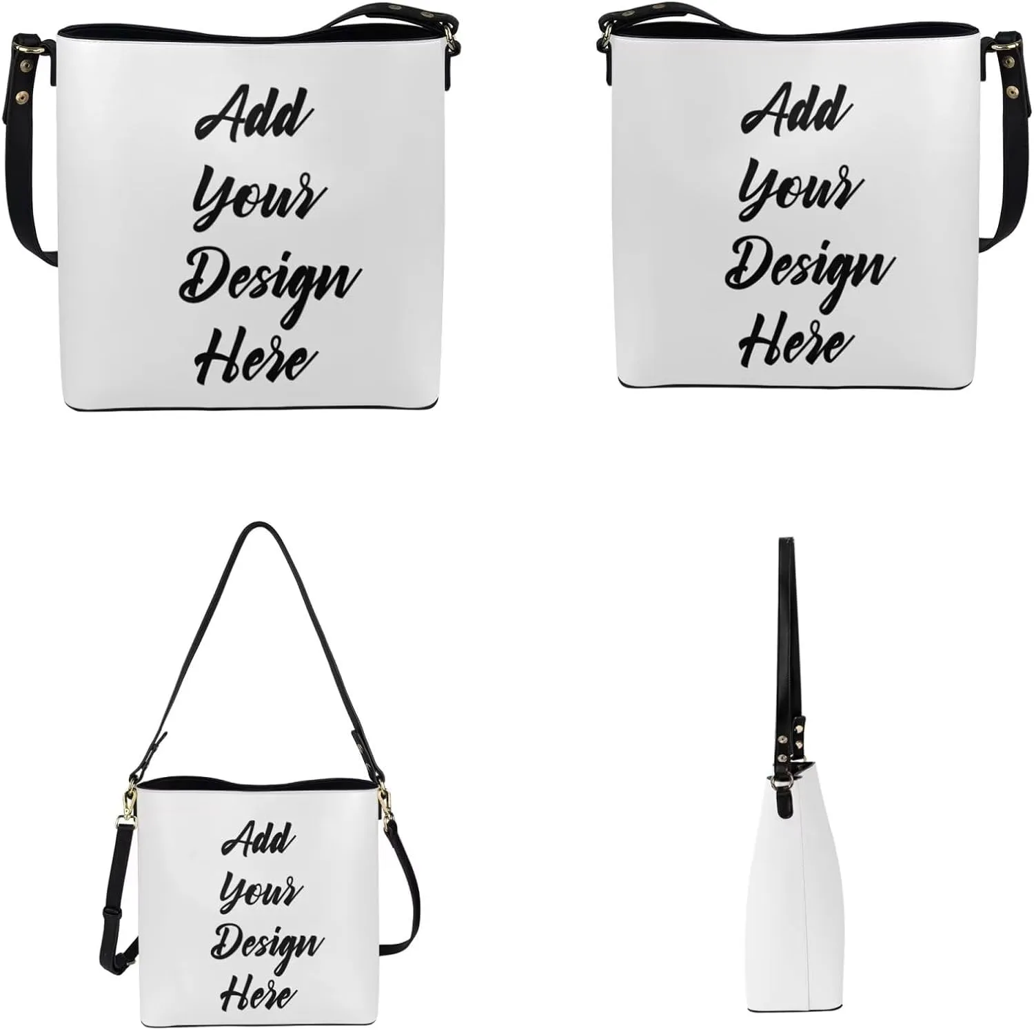 2Pcs Crossbody Bags Set Bucket Bags Tote Bag for Women Large Capacity with Zipper Wristlet Wallets for Women