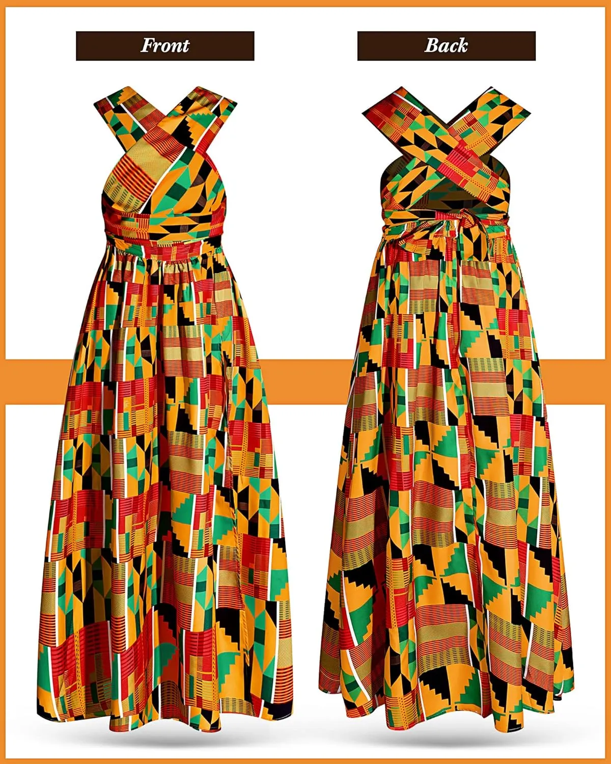 3 Pcs Women African Ankara dashiki skirt Traditional Costume Set Maxi skirt Head wrap Scarf Drop Dangle Earrings
