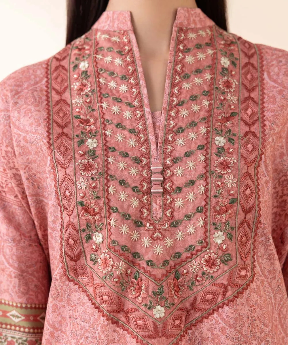 3 Piece - Embroidered Linen Suit