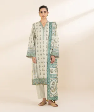 3 Piece - Printed Linen Suit