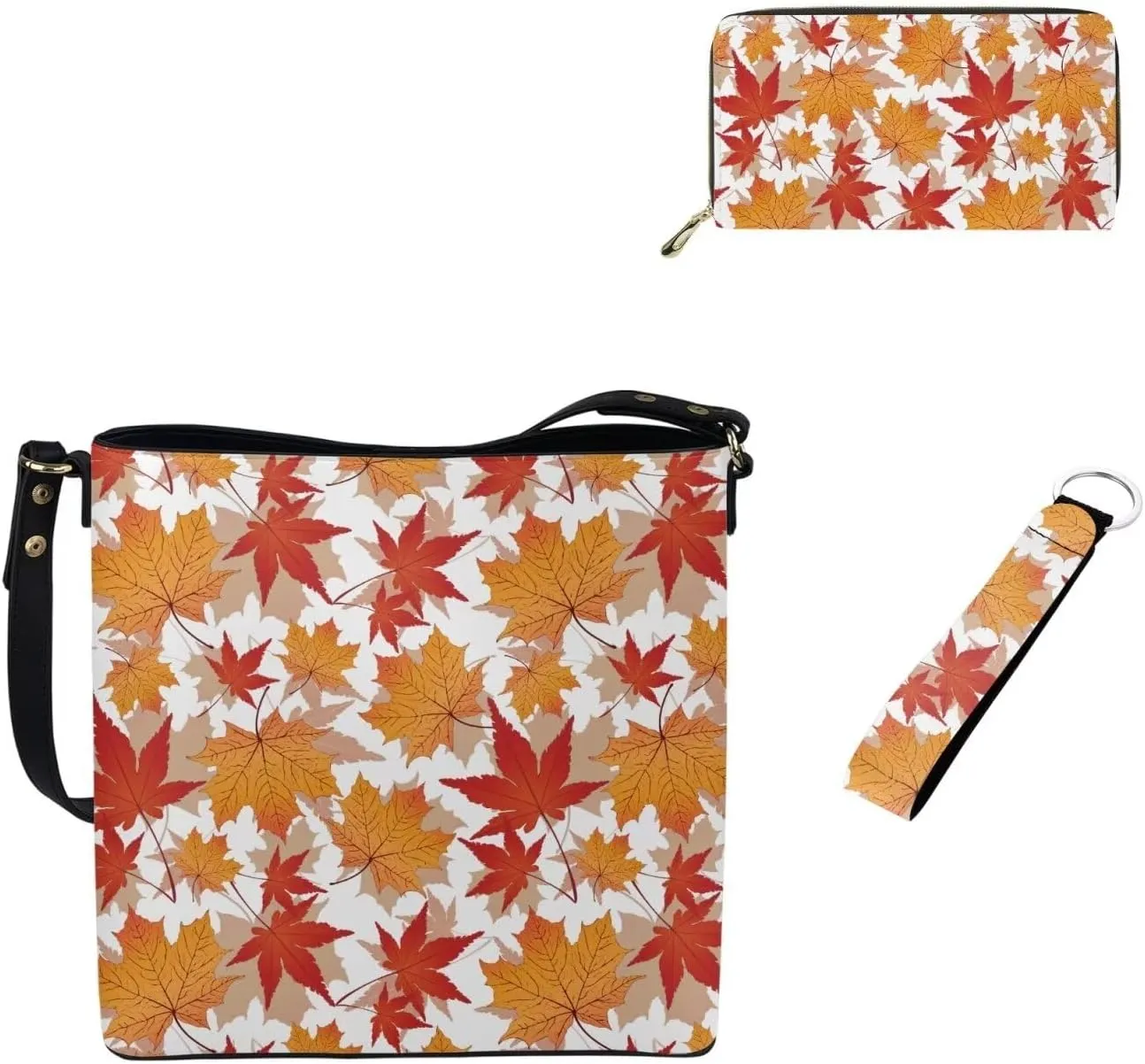 3Pcs Tote Bags Set Saddle Bags Shoulder Purses for Women Wallet Women Wristlet Keychain for Travel Office