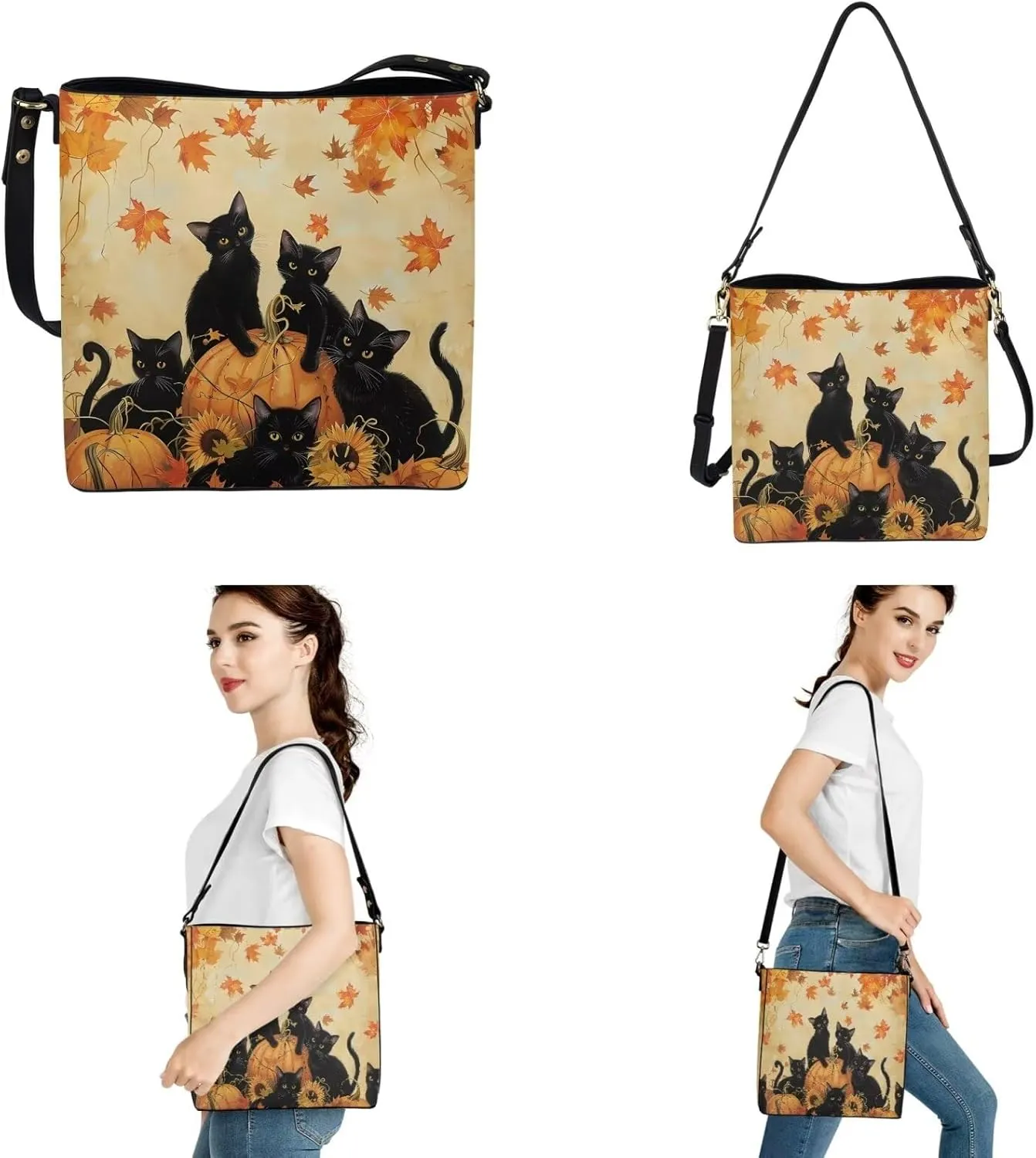 3Pcs Tote Bags Set Saddle Bags Shoulder Purses for Women Wallet Women Wristlet Keychain for Travel Office