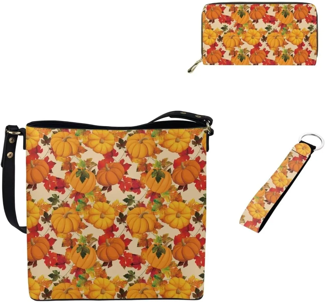3Pcs Tote Bags Set Saddle Bags Shoulder Purses for Women Wallet Women Wristlet Keychain for Travel Office