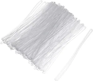 50 Pack 6 inch Clear Plastic Luggage Loop Straps, Worm Loops for Luggage Tags, Plastic Name Tag Loop for Identification Cards ID Badge Holder Business Card Insert Bags Tags Photo Suitcase Label