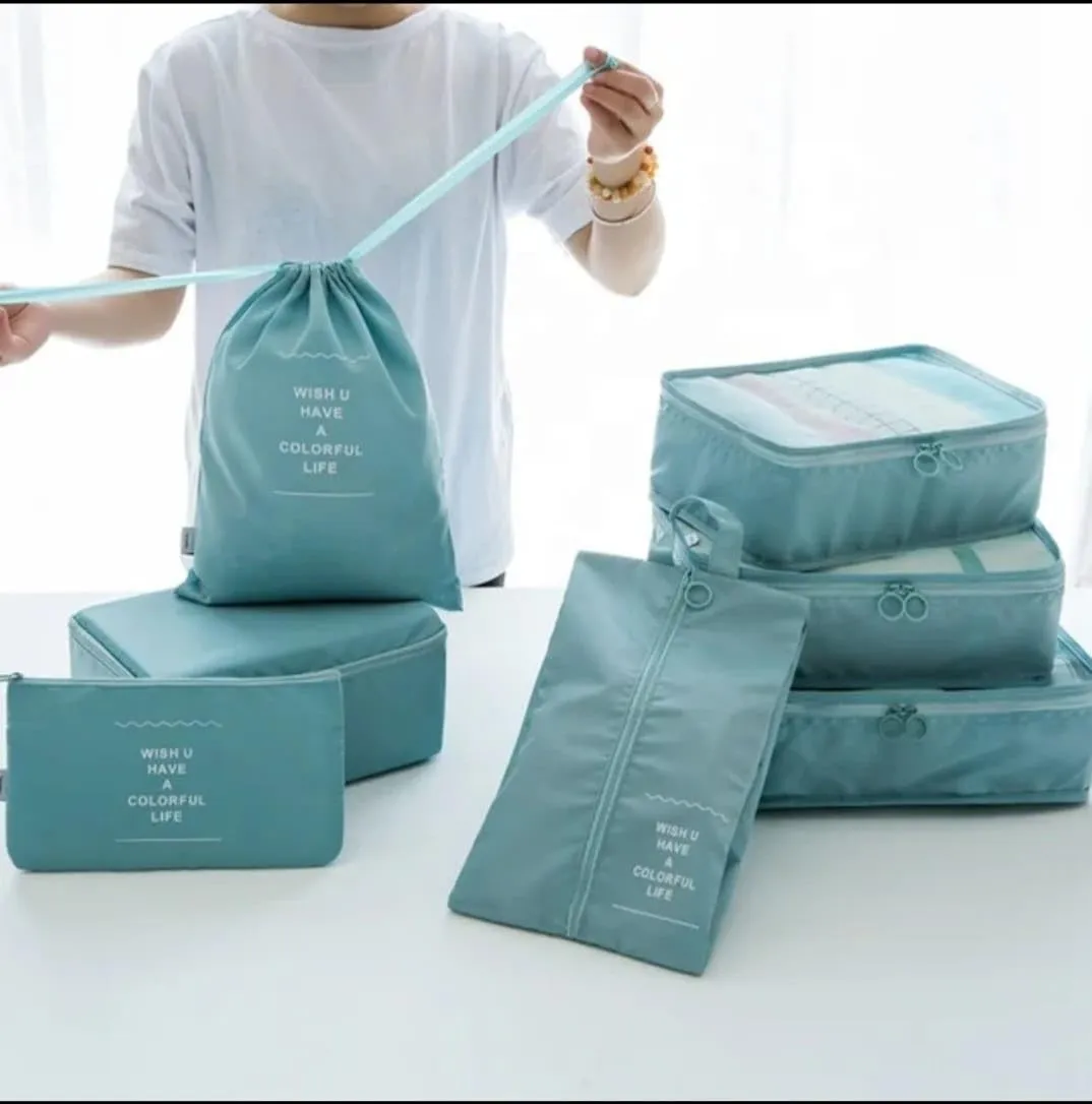 7-Piece Lightweight Packing Cubes Set with Spacious Toiletries Bag,Travel Luggage Packing Organizers (Torques)