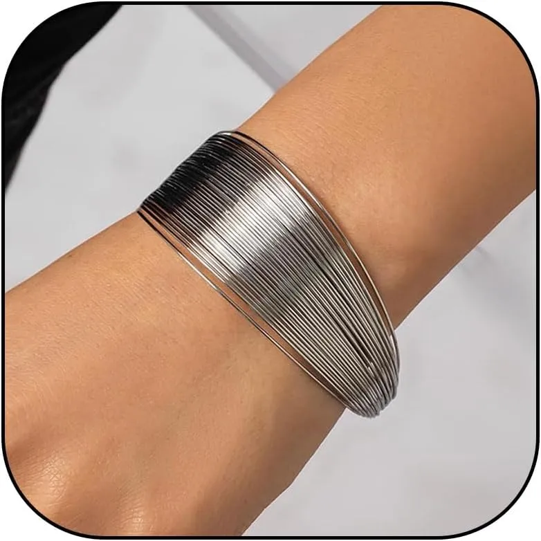 72ore Gold Bangles for Women Chunky Bracelet Gold Cuff Bracelets Layered Cuff Bangle Bracelet Open Bangles Jewelry for Women