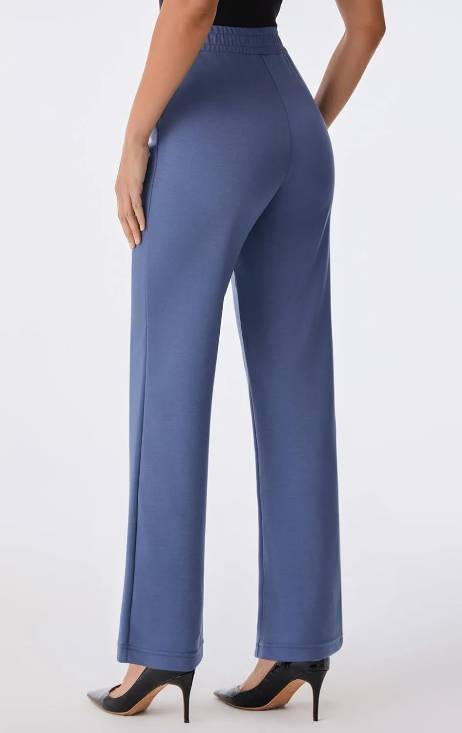 AFITNE Women's Wide Leg Work Pants High Waist Pull On Business Casual Pants Lightweight Lounge Slacks with Pockets 29"/31"
