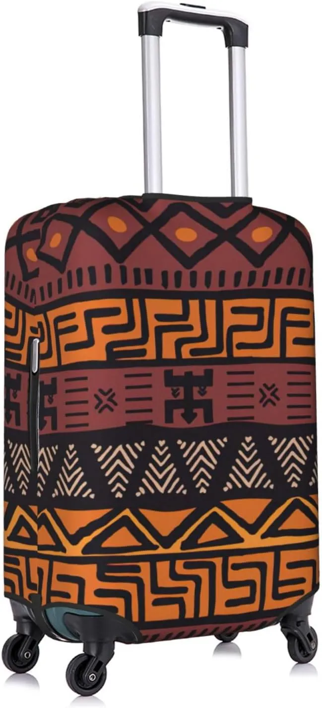 African Mud Cloth Tribal Print Practical Elastic Washable Travel Luggage Cover with Concealed Zipper for Suitcases