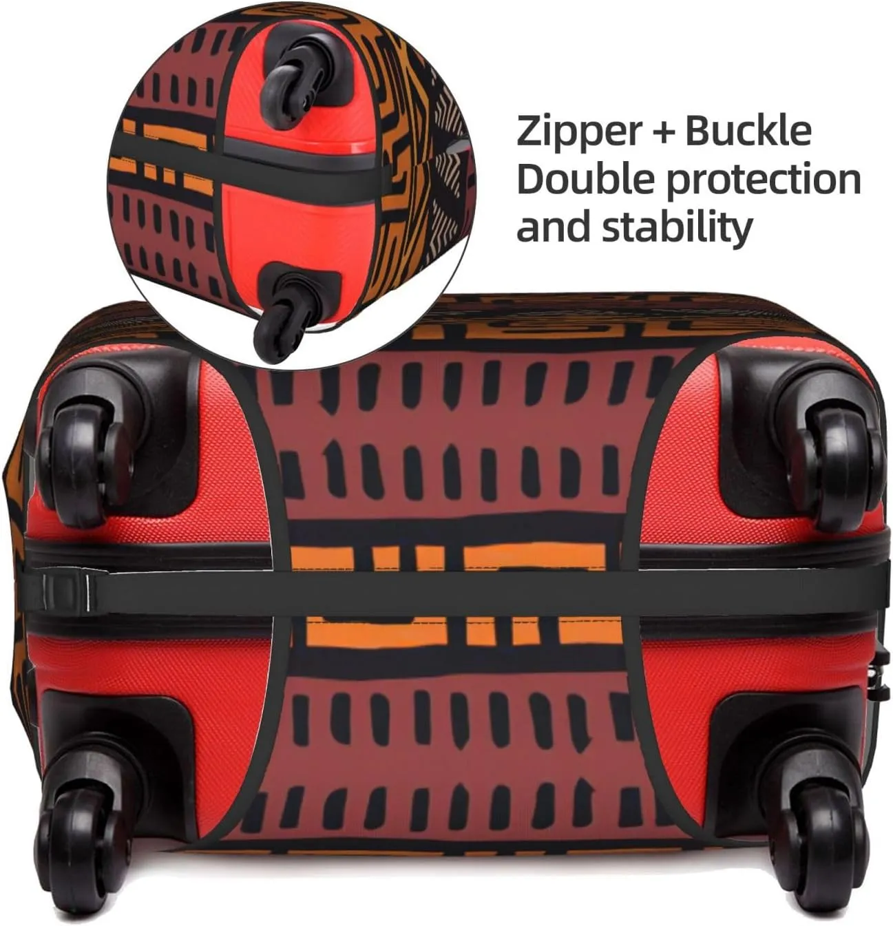 African Mud Cloth Tribal Print Practical Elastic Washable Travel Luggage Cover with Concealed Zipper for Suitcases