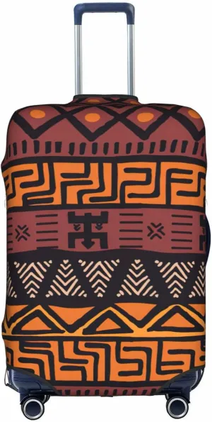 African Mud Cloth Tribal Print Practical Elastic Washable Travel Luggage Cover with Concealed Zipper for Suitcases