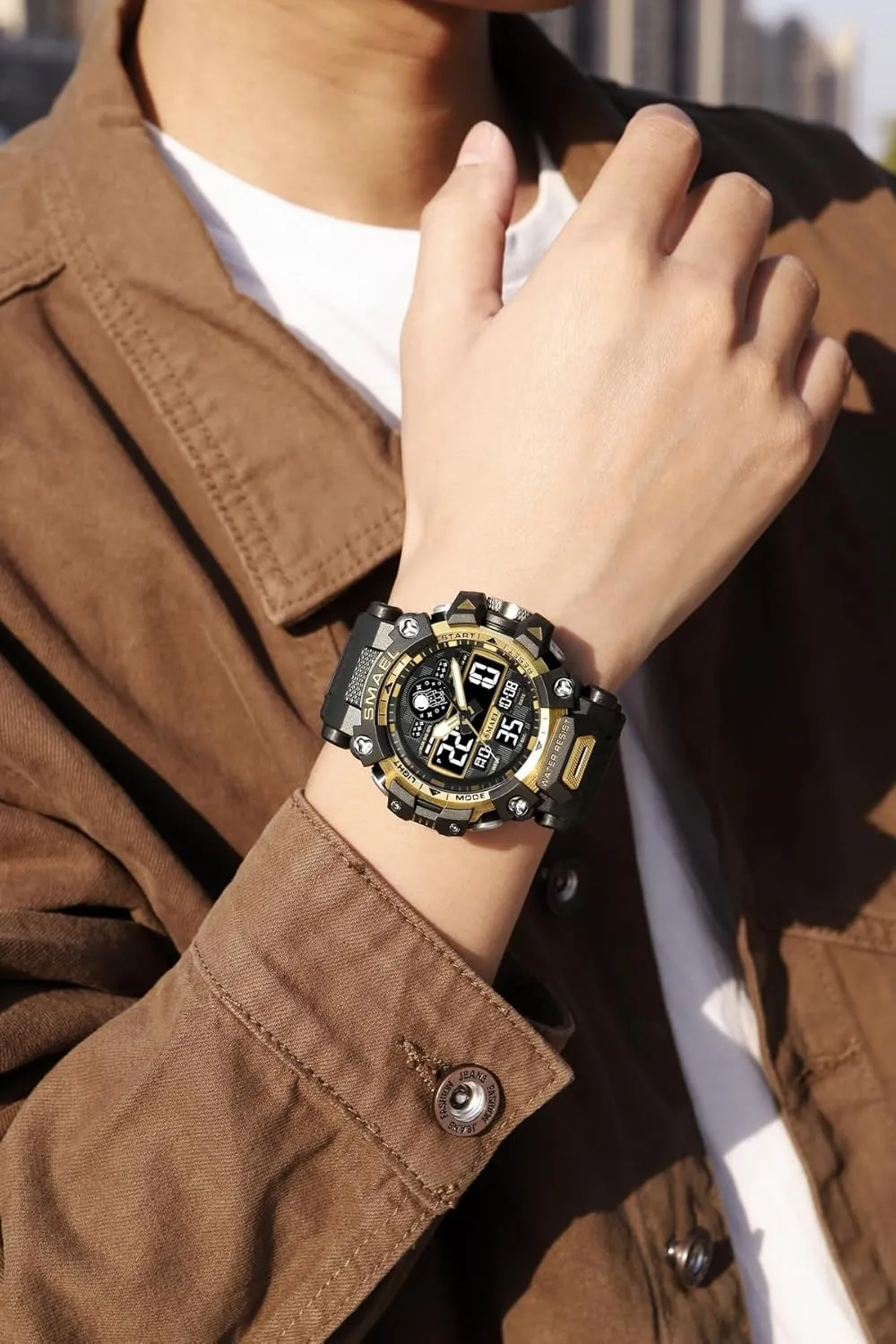 AIMES Men's Watches Sports Outdoor Waterproof Military Watch for Men Large Dual Time Zone Date Multi Function Casual Work Wristwatch Tactics LED Alarm Stopwatch