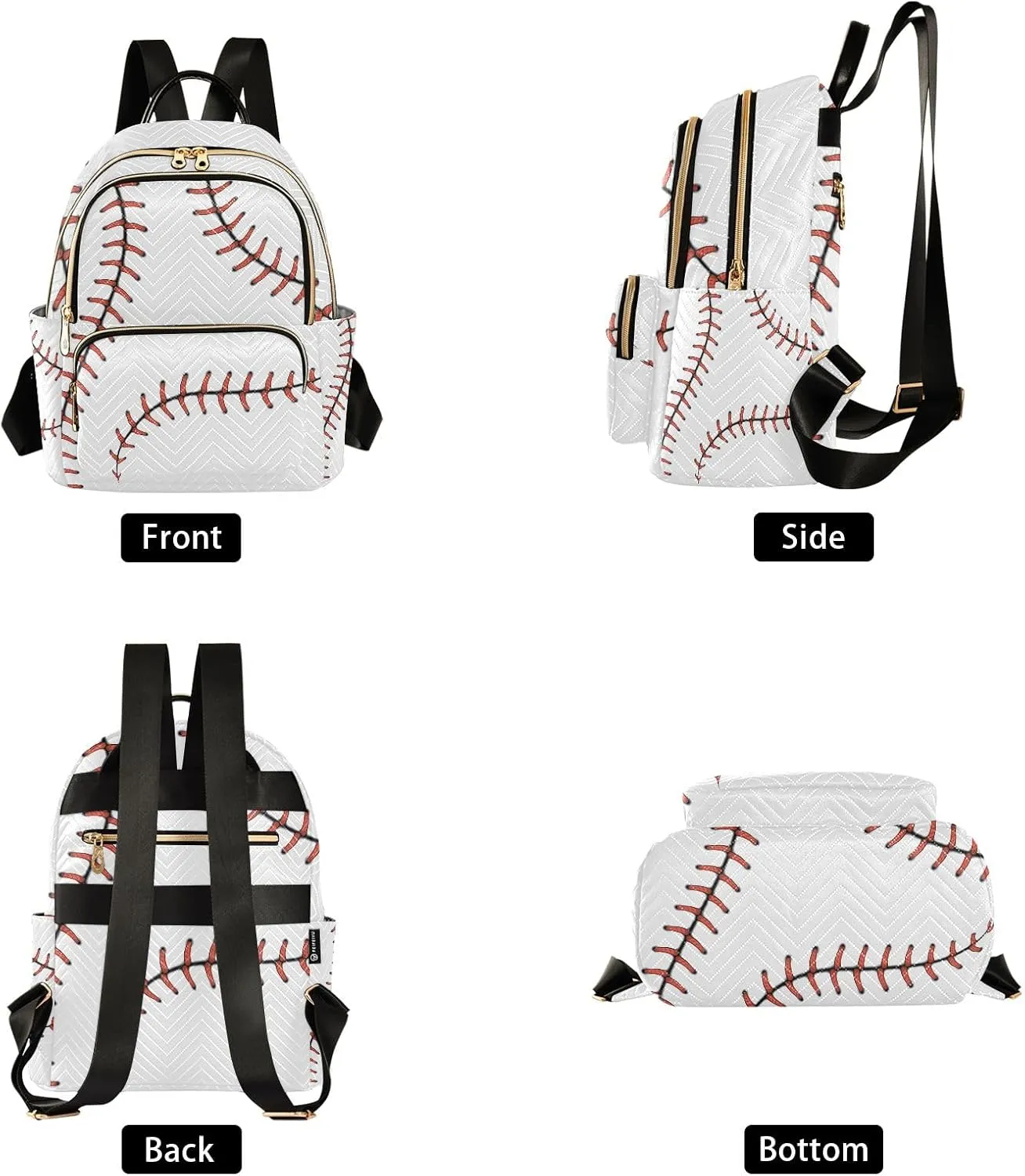 ALAZA Travel Backpack Purse for Women Fashion Anti-theft Work Casual Baseball White Daypack Shoulder Bag Medium Size