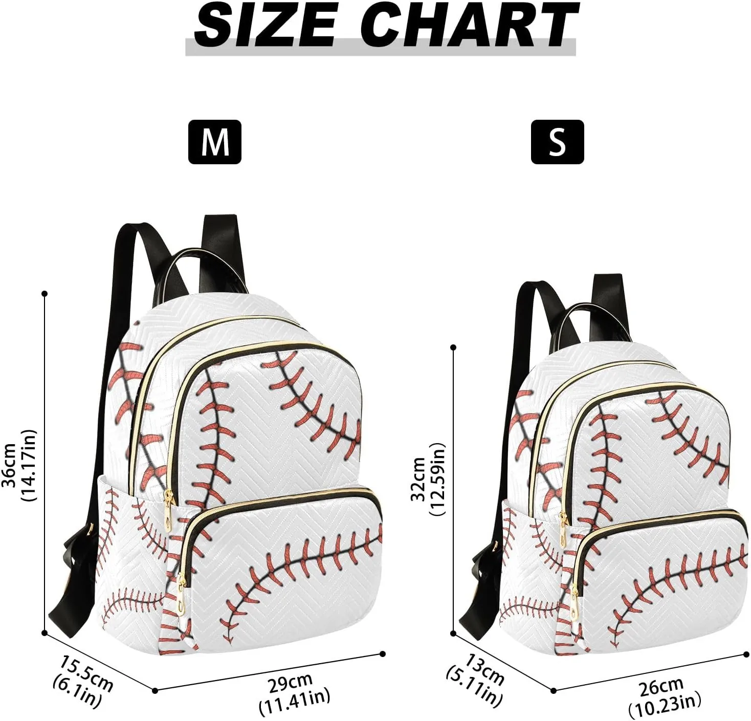 ALAZA Travel Backpack Purse for Women Fashion Anti-theft Work Casual Baseball White Daypack Shoulder Bag Medium Size