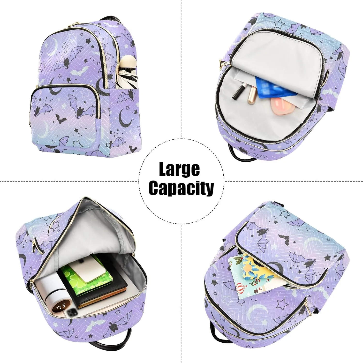 ALAZA Travel Backpack Purse for Women Fashion Anti-theft Work Casual Bat Starry Sky Daypack Shoulder Bag Medium Size