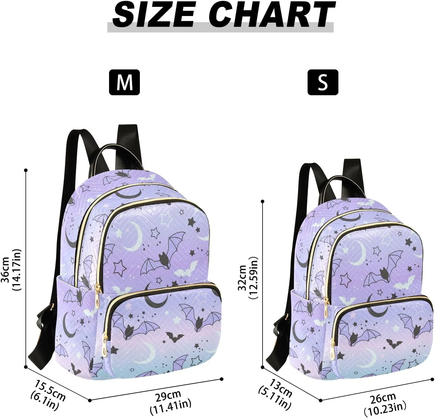 ALAZA Travel Backpack Purse for Women Fashion Anti-theft Work Casual Bat Starry Sky Daypack Shoulder Bag Medium Size