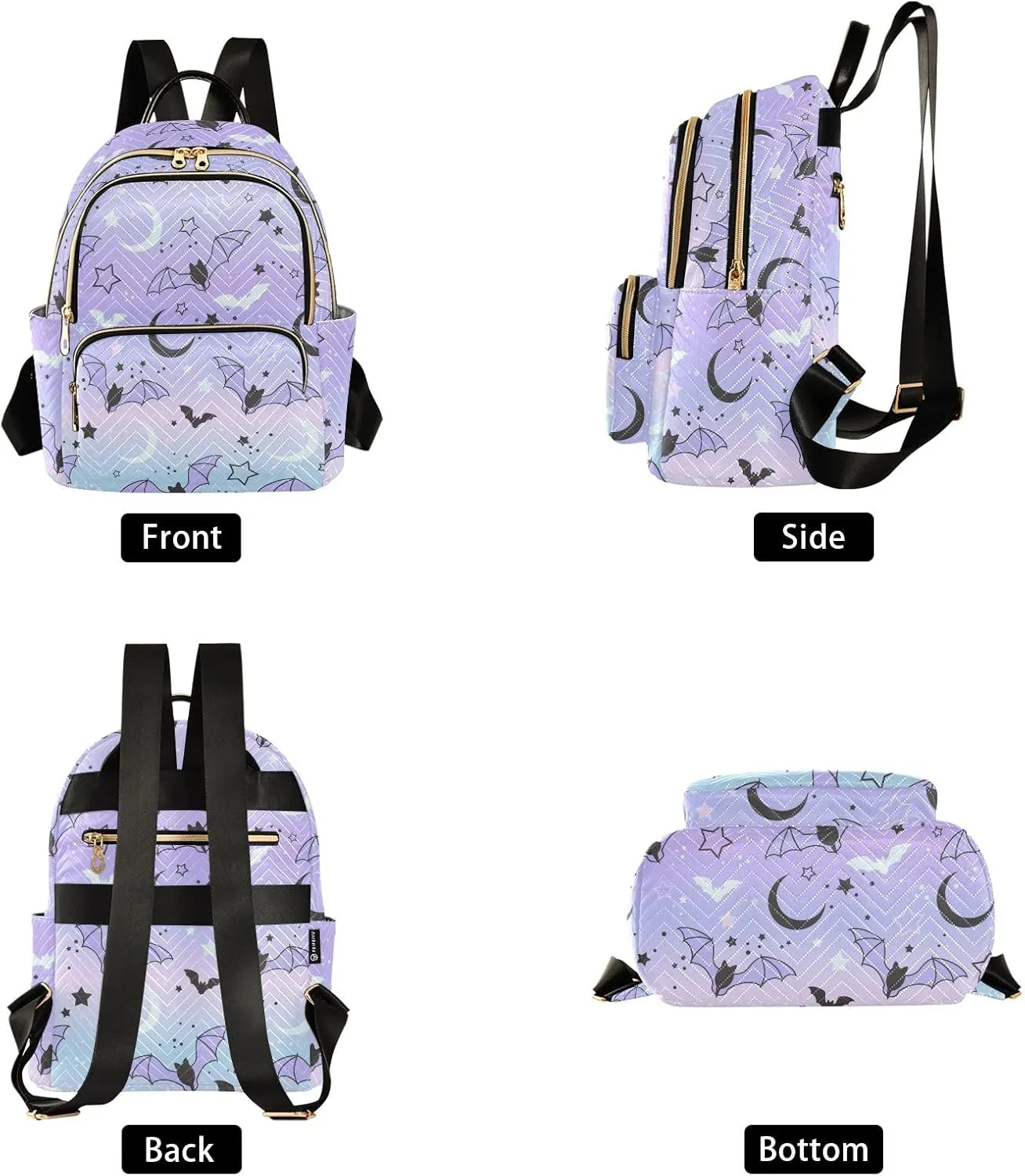 ALAZA Travel Backpack Purse for Women Fashion Anti-theft Work Casual Bat Starry Sky Daypack Shoulder Bag Medium Size