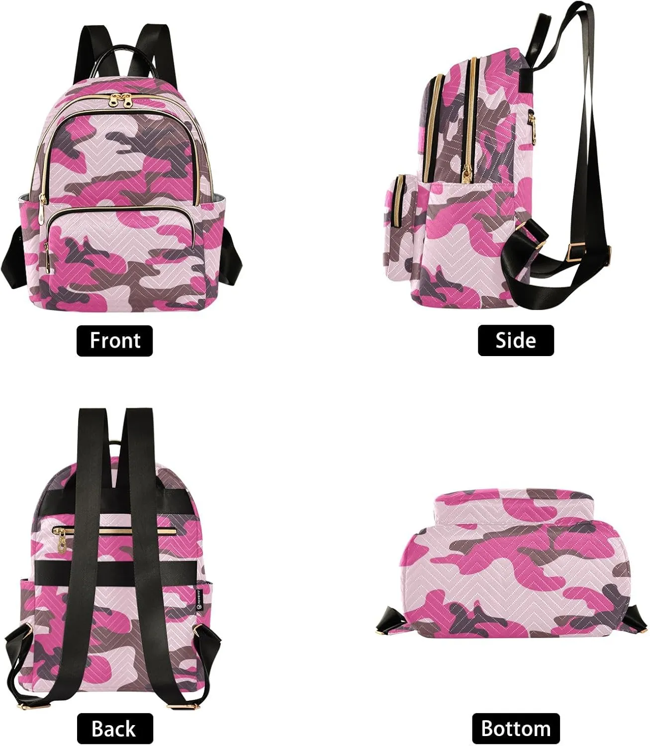 ALAZA Travel Backpack Purse for Women Fashion Anti-theft Work Casual Camo Pink Camouflage Daypack Shoulder Bag Medium Size