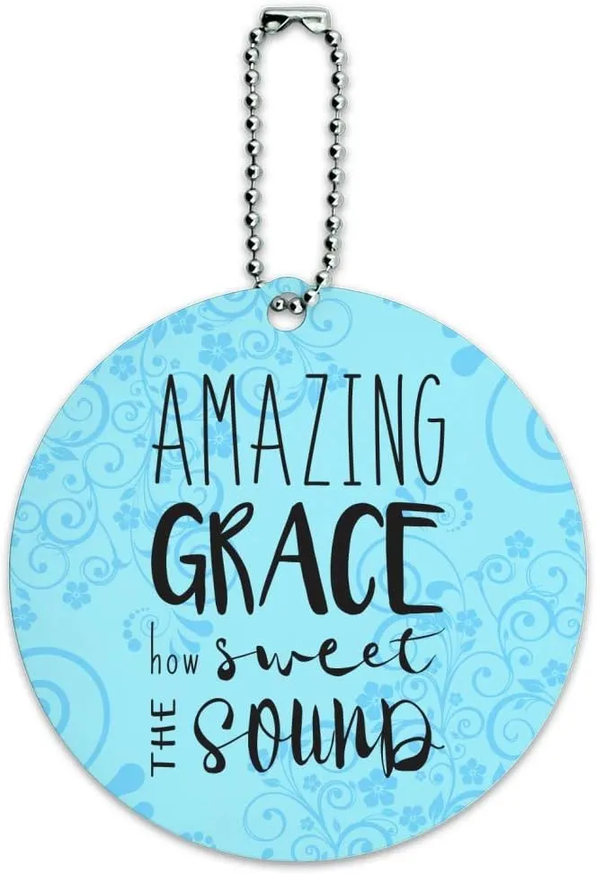 Amazing Grace How Sweet The Sound Round Luggage ID Tag Card Suitcase Carry-On