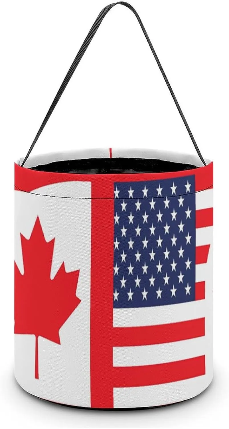 American Flag Canada Flag Funny Easter Egg Bags Trick-o-r-Treat Tote Bag Reusable Bucket Storage Basket Handbag Party Novelty