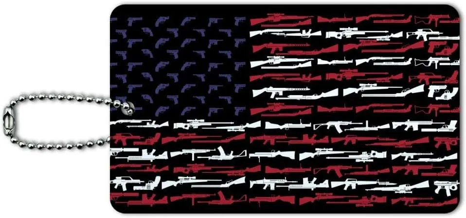 American Gun Flag USA Second 2nd Amendment Luggage Card Suitcase Carry-On ID Tag