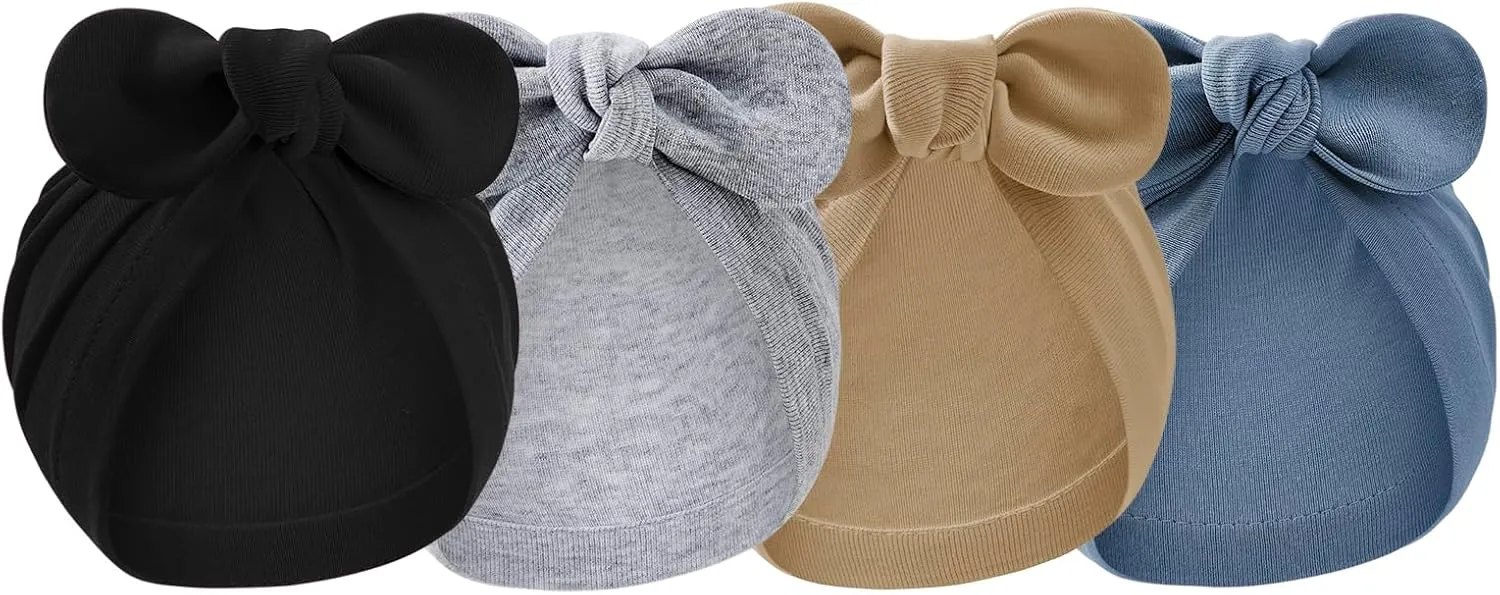 American Trends Newborn Hats Baby Girl Hats with Bow Toddler Hospital Caps Beanie Infant Hats