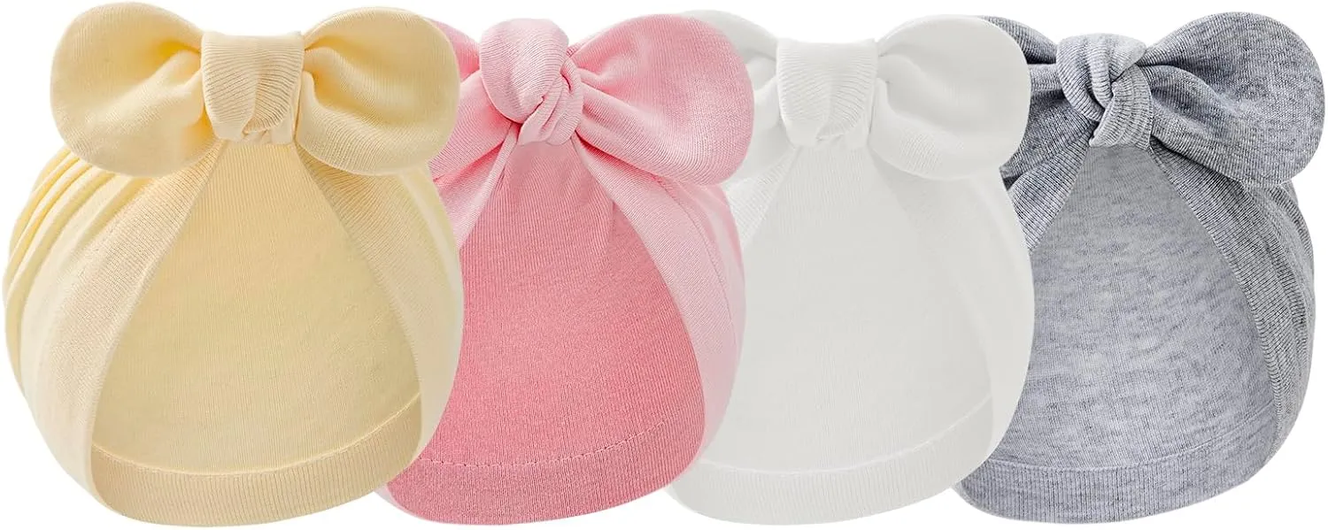 American Trends Newborn Hats Baby Girl Hats with Bow Toddler Hospital Caps Beanie Infant Hats