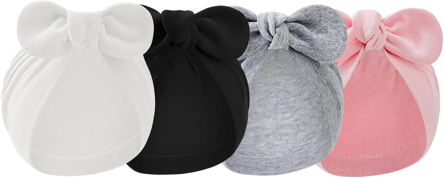 American Trends Newborn Hats Baby Girl Hats with Bow Toddler Hospital Caps Beanie Infant Hats